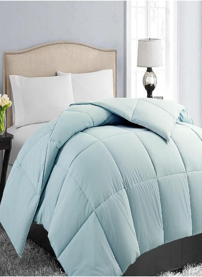 EASELAND All Season Queen Size Soft Quilted Down Alternative Comforter Reversible Duvet Insert with Corner Tabs,Winter Summer Warm Fluffy, Aqua,88''x88''