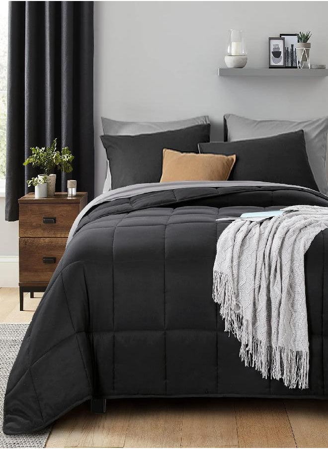 HOMBYS Oversized King Comforter 120x120 Lightweight Down Alternative Comforter for All Season,Black Quilted Duvet Insert with 8 Corner Tabs Microfiber Comforter (Black, Oversized King 120