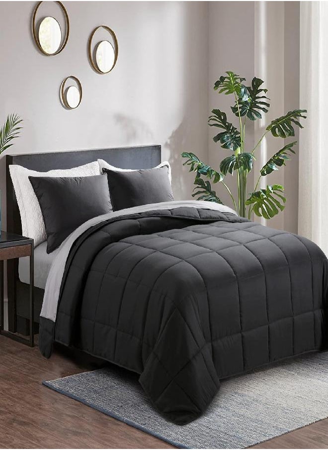 HOMBYS Oversized King Comforter 120x120 Lightweight Down Alternative Comforter for All Season,Black Quilted Duvet Insert with 8 Corner Tabs Microfiber Comforter (Black, Oversized King 120