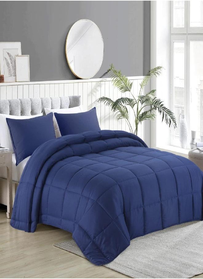 HOMBYS Oversized King Comforter 120x120 Lightweight Down Alternative Comforter for All Season,Navy Blue Quilted Duvet Insert with 8 Corner Tabs Microfiber Comforter (Navy Blue, 120