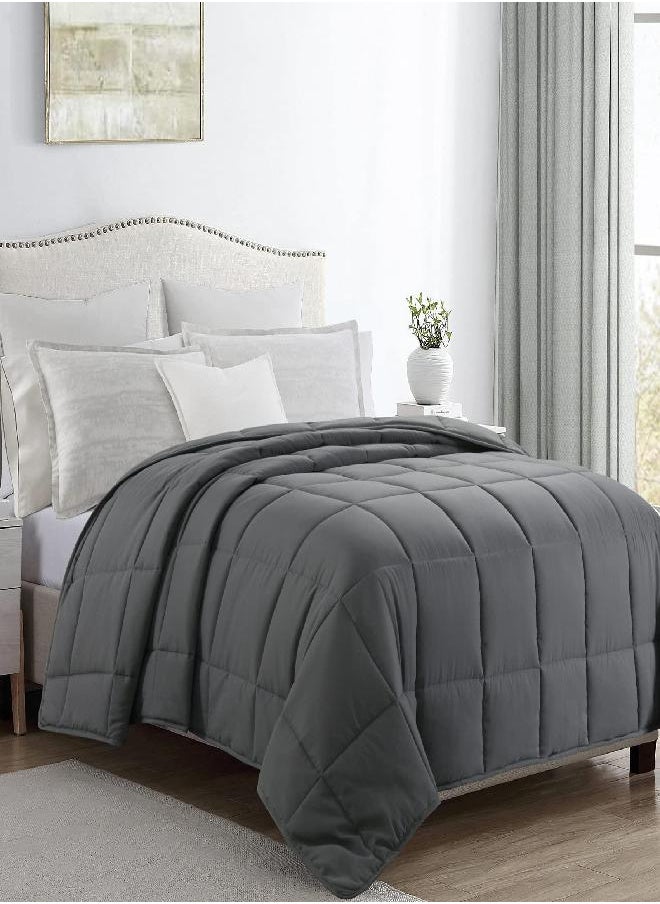 HOMBYS Oversized King Comforter 120x98 Lightweight Down Alternative Comforter for All Season,Grey Quilted Duvet Insert with 8 Corner Tabs Microfiber Comforter (Grey, Super King 98