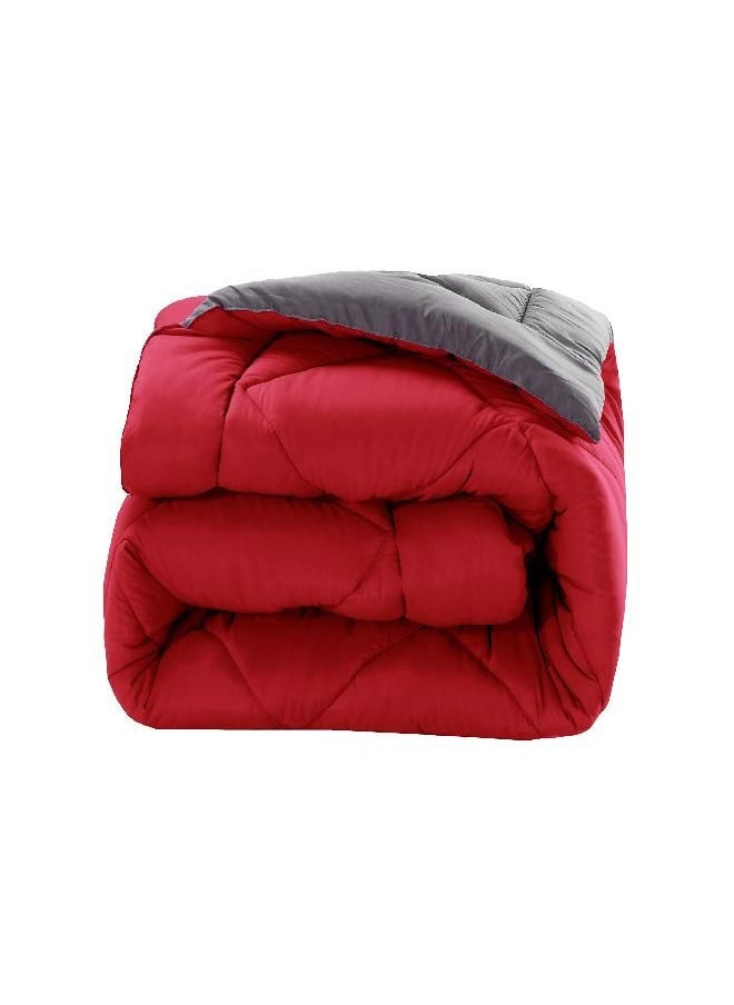 Elegant Comfort Reversible 3-Piece Comforter Set All Season, Ultra Soft, Down Alternative Comforter, King, Red/Gray