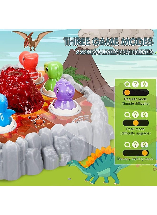 Whack A Mole Game for Toddlers, Interactive Dinosaur Toys for Kids 3-5 Boys/Girls with Sound and Light, Spray Volcano Toy for 3 4 5 6 7 Year Old, Whack A Dinosaur Game with 2 Soft Hammer