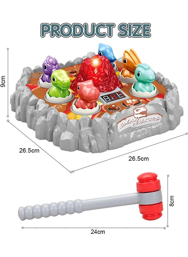 Whack A Mole Game for Toddlers, Interactive Dinosaur Toys for Kids 3-5 Boys/Girls with Sound and Light, Spray Volcano Toy for 3 4 5 6 7 Year Old, Whack A Dinosaur Game with 2 Soft Hammer