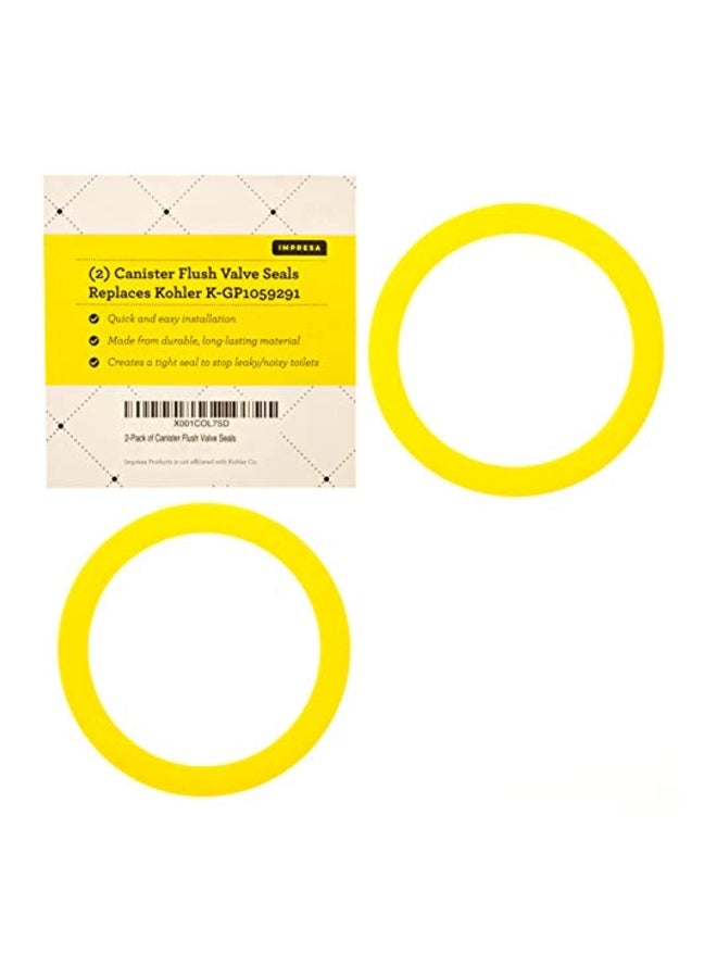 2-Piece Kohler-Compatible Canister Flush Valve Seal Replacement Yellow 3.4 x 3.4 x 0.1inch