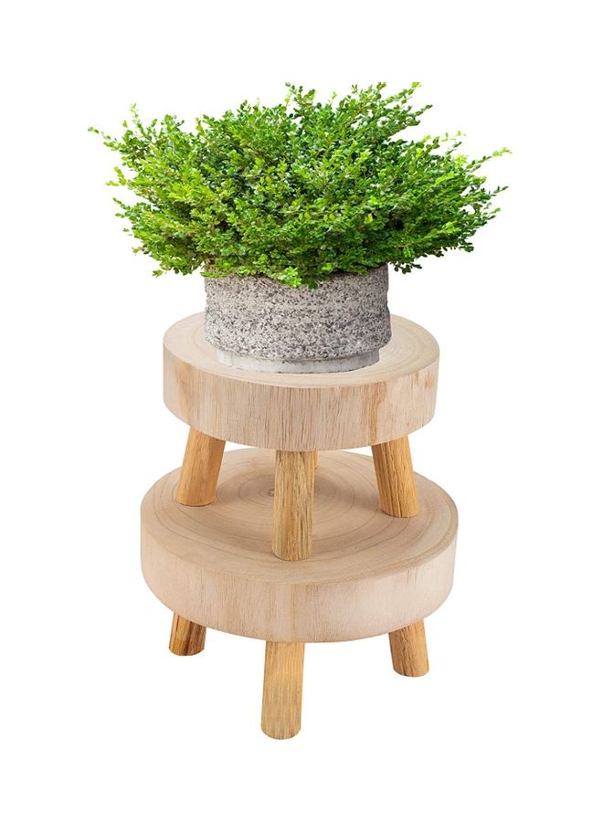 2-Piece Mini Wooden Stool Beige