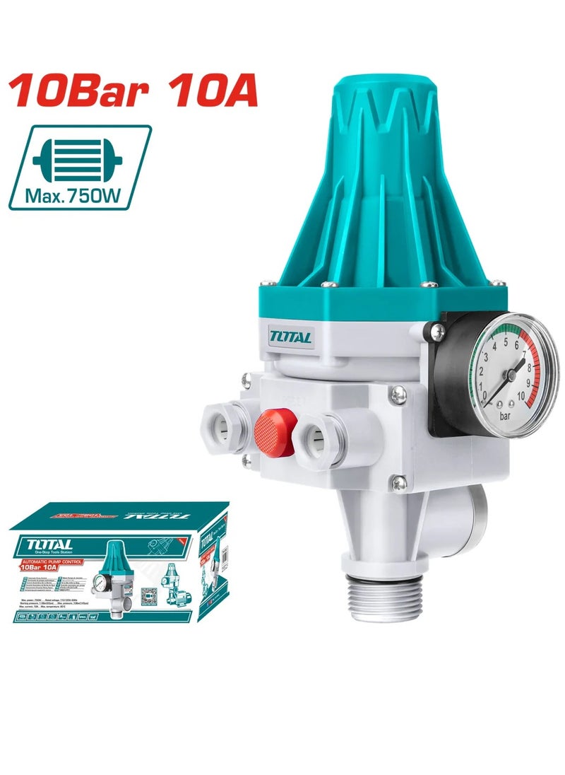 TOTAL Automatic Pump Control - TWPS102, Water Pressure Controller for Pump Systems, 220-240V, Max Pressure 10bar, Starting Pressure 1.5bar, 1