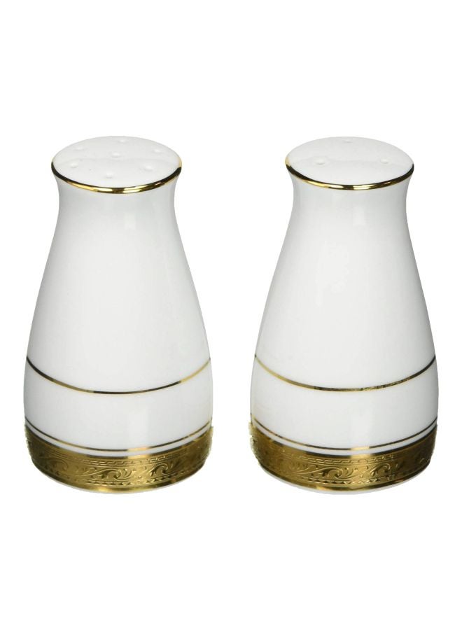 2-Piece Salt And Pepper Shakers Gold/White 10.2x11.4x6.4cm