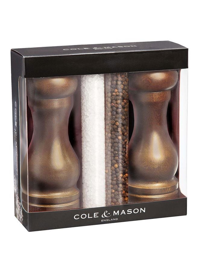 2-Piece Wood Salt And Pepper Grinder Gold