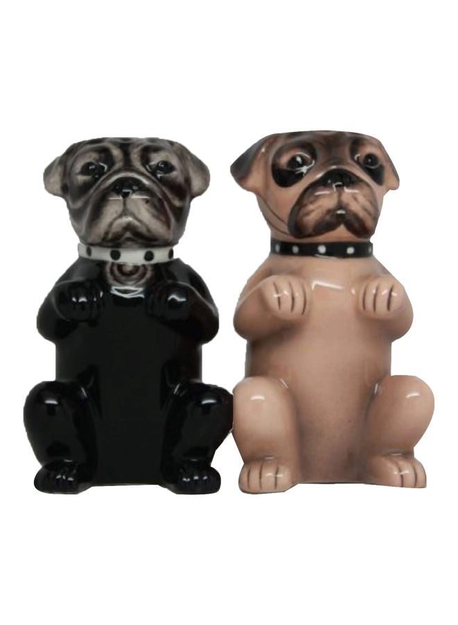 Pug Shaped Salt And Pepper Shaker Set Beige/Black