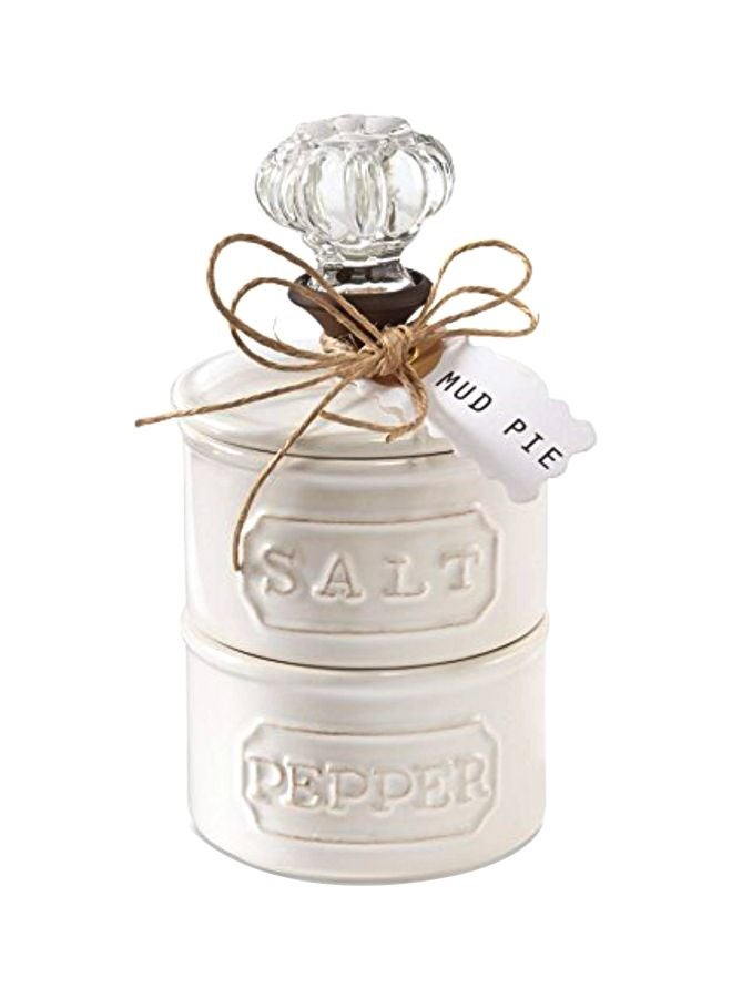 2-Piece Salt And Pepper Cellar Set White 6x3.5inch