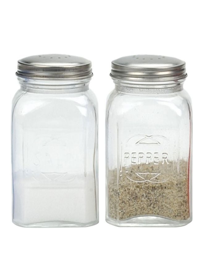 2-Piece Salt And Pepper Shaker Set Clear/Silver