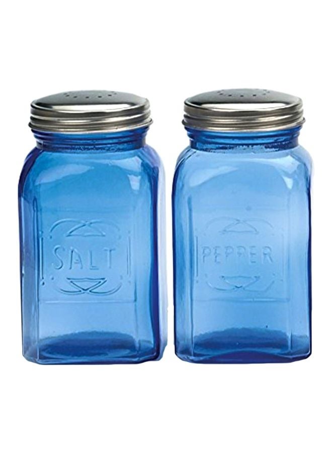 2-Piece Salt And Pepper Shaker Blue/Silver