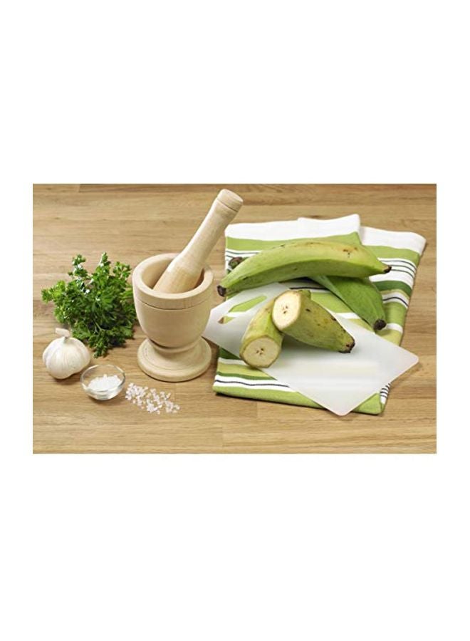 2-Piece Wooden Mortar And Pestle Beige