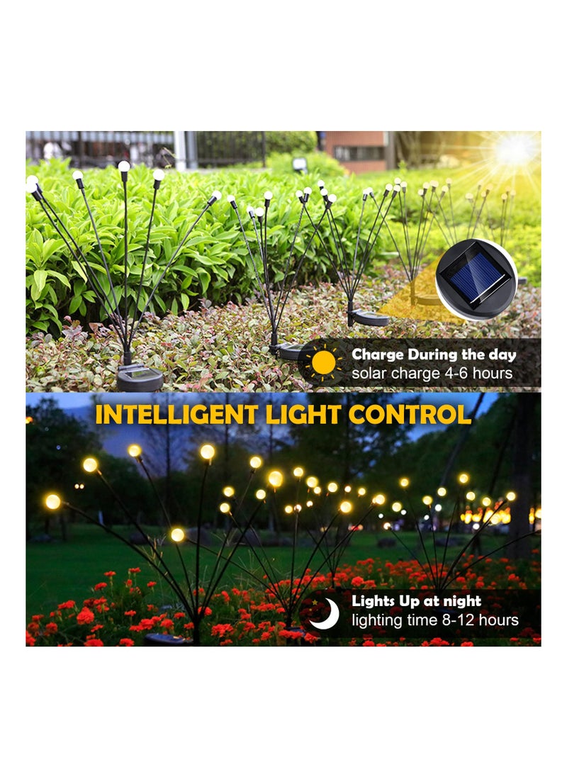 Solar Lights Outdoor Garden,  2Pack 6LED Solar Firefly Lights, Waterproof Swaying Solar Lights with 2 Modes, Solar Garden Decorative Lights Yard Patio Pathway Decoration, Warm White