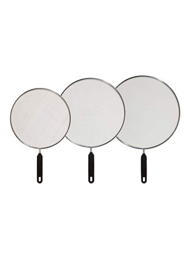 3-Piece Splatter Screen Set Silver 8/10/12inch