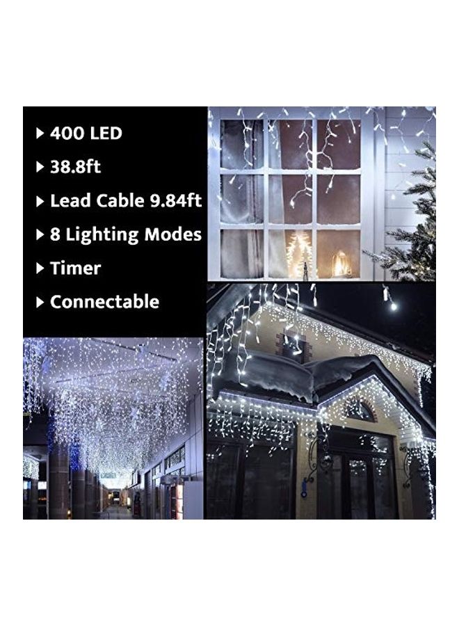 400-LED 8 Modes Waterproof Icicle Lights White 11.82meter