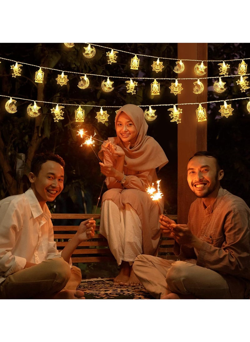 Ramadan Eid Al Adha Decorations String Lights, 16ft 30 LEDs Ramadan Eid String Light, Battery Operated Lights for Ramadan Mubarak Kareem Indoor Outdoor Decor Home Decoration Party