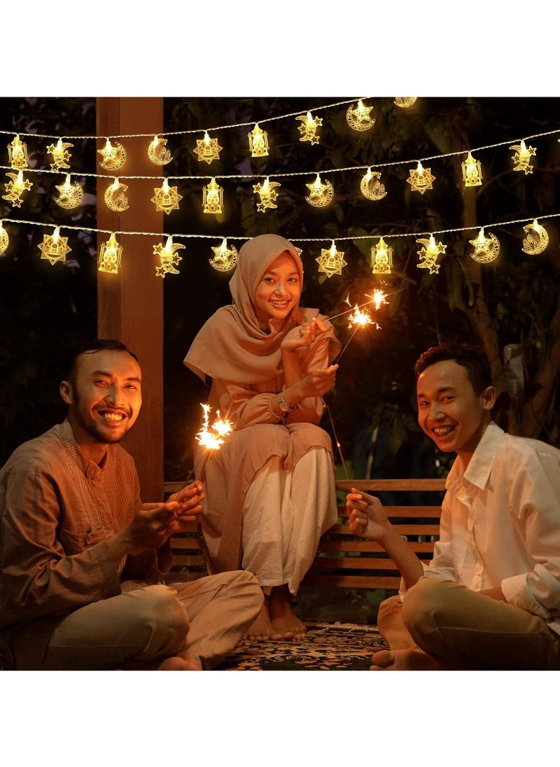 Ramadan Eid Al Adha Decorations String Lights, 16ft 30 LEDs Ramadan Eid String Light, Battery Operated Lights for Ramadan Mubarak Kareem Indoor Outdoor Decor Home Decoration Party