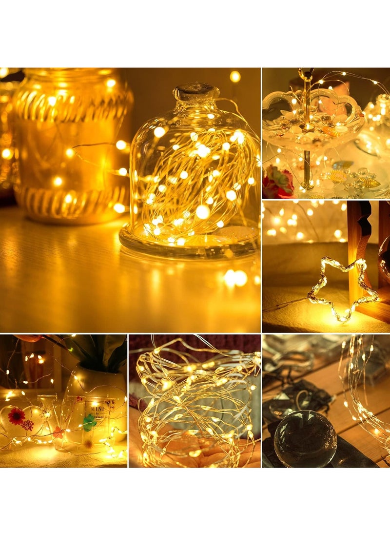 4 Pack Fairy String Lights with Timer, 5M 50 LED Micro Wire Fairy String Lights with Timer Indoor Outdoor Lighting, Bedroom, Wedding Decor, Birthday Party Decoration