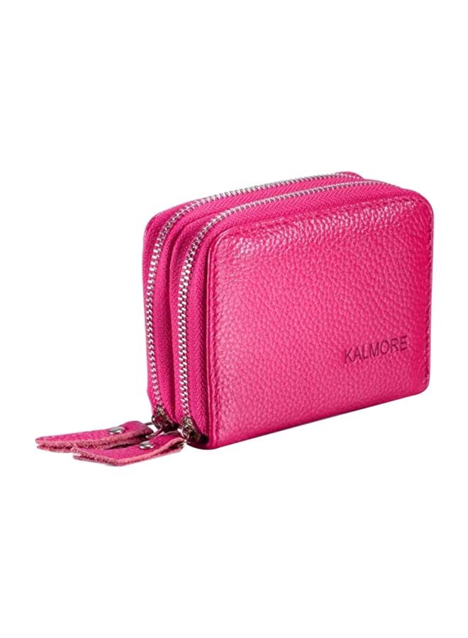 Leather Zipper Wallet Pink