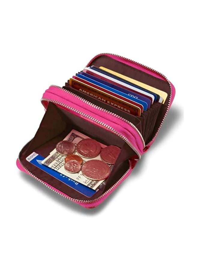 Leather Zipper Wallet Pink