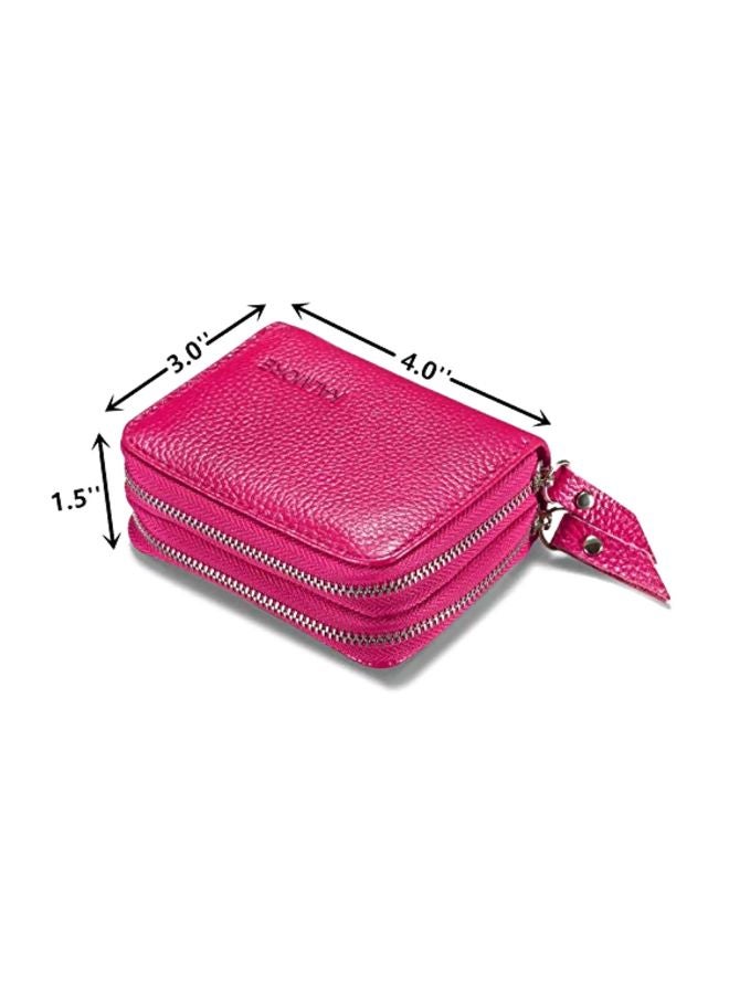 Leather Zipper Wallet Pink