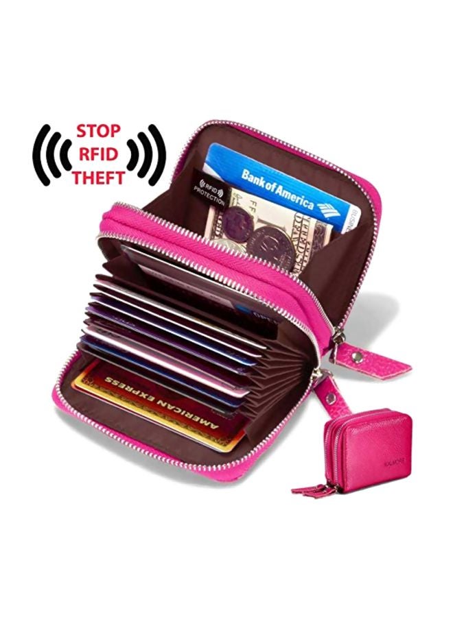 Leather Zipper Wallet Pink