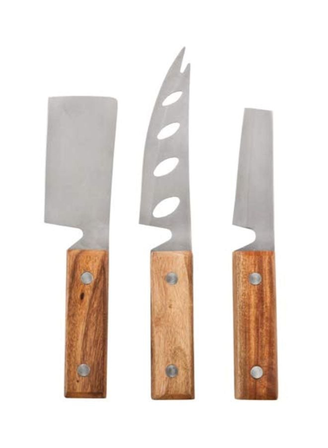 3-Piece Rustic Cheese Tool Brown/Silver