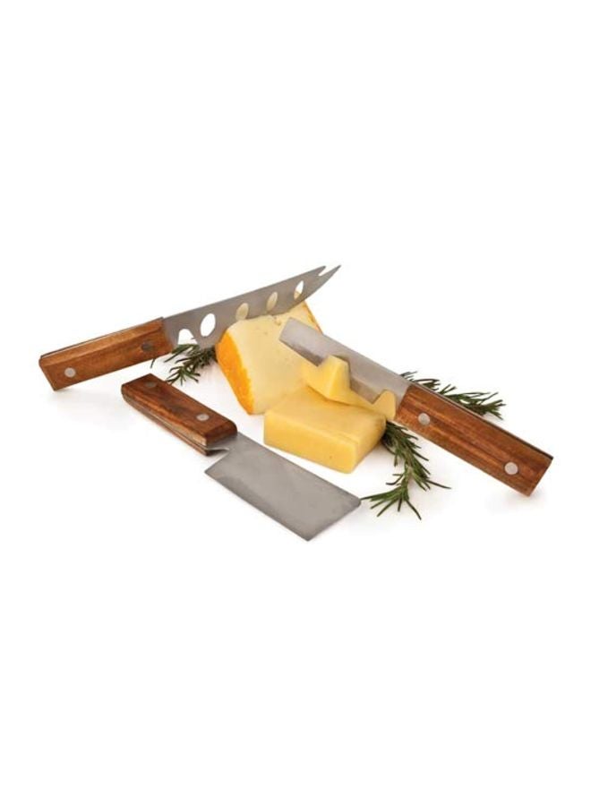 3-Piece Rustic Cheese Tool Brown/Silver