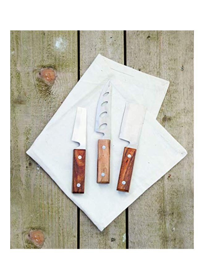 3-Piece Rustic Cheese Tool Brown/Silver