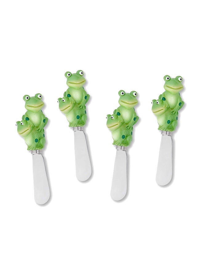 4-Piece Frog Cheese Spreader Green/White 5inch