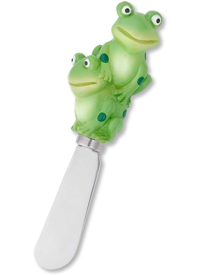 4-Piece Frog Cheese Spreader Green/White 5inch