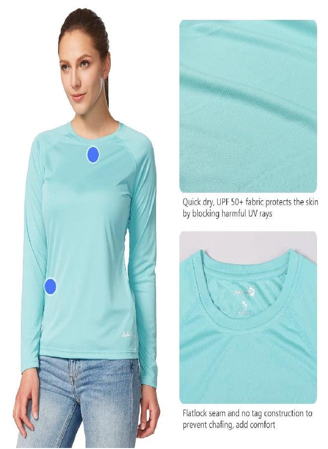 BALEAF Women's Long Sleeve Shirts UPF 50+ Sun Protection SPF Quick Dry Lightweight T-Shirt Outdoor Hiking Runing Fishing Light Green Size M