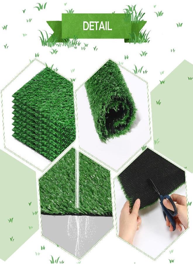 Nuanchu Grass Placemats Artificial Grass Squares Fake Grass Mat Synthetic Turf Patch Realistic Grass Rug with Drainage Hole for Pet DIY Dollhouse Indoor and Outdoor Decoration (12 Pieces,12 x 12 Inch)