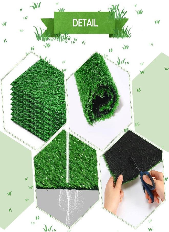 Nuanchu Grass Placemats Artificial Grass Squares Fake Grass Mat Synthetic Turf Patch Realistic Grass Rug with Drainage Hole for Pet DIY Dollhouse Indoor and Outdoor Decoration (12 Pieces,6 x 6 Inch)