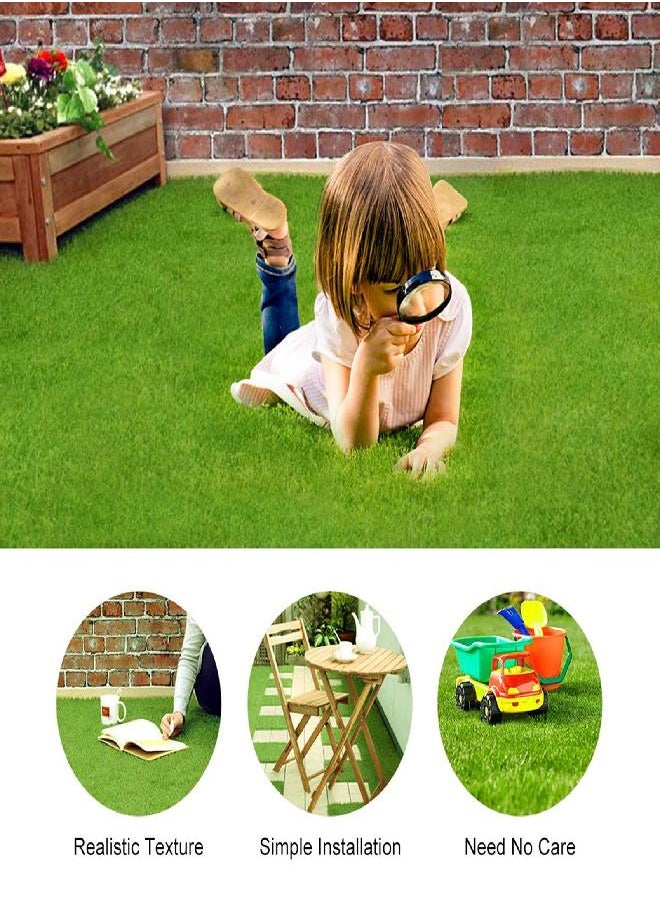 Junluck Artificial Turf, Artificial Grass Square Mats Realistic Faux Grass Turf Artificial Grass Turf Tile Faux Grass Mat Lawn Rug Synthetic Lawn for Landscape/Balcony/Aquarium Decor (15 * 15cm)