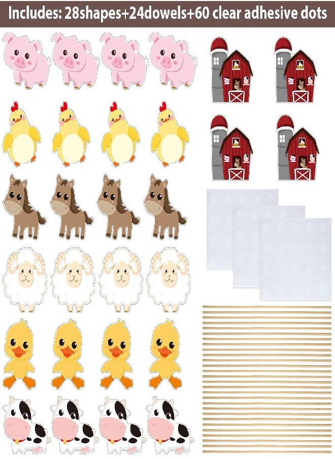 Blulu 28 Pieces Farm Animal Centerpiece Cards and Sticks for Farm Theme Party, Table Toppers Farm Animal Birthday Party Decoration Baby Shower Birthday Party Supplies (Farm Animal)