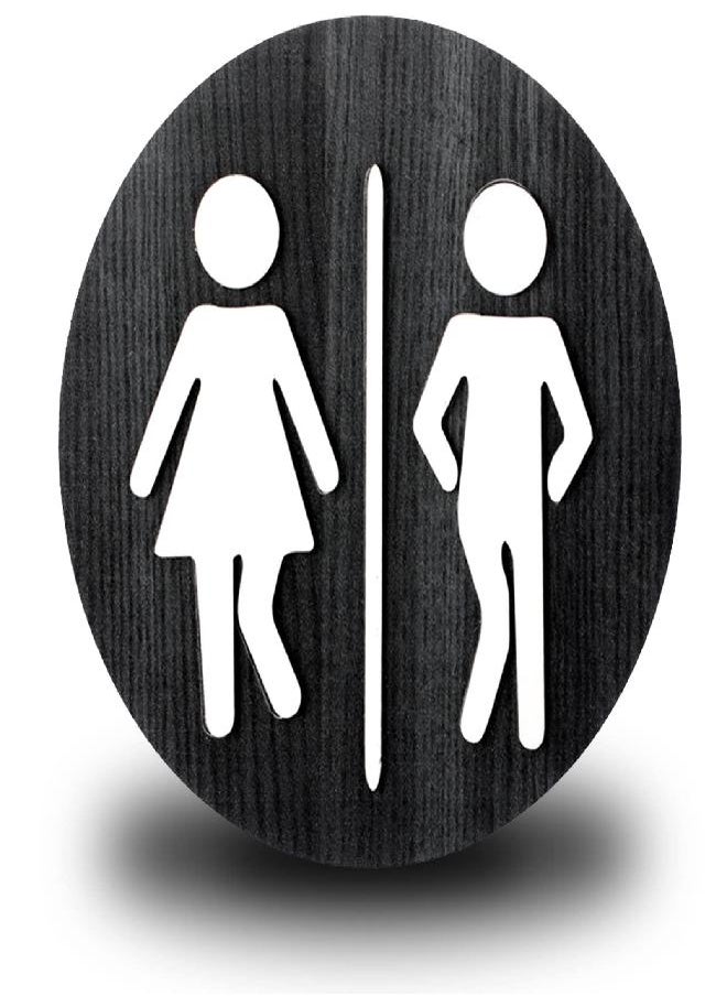 Funny Bathroom Signs Restroom Sign Cute Funny Half Toilet Bathroom Decor Signs Wooden Rustic Restroom Wall Art Hanging Farmhouse Plaque for Toilet Shelf (Black)