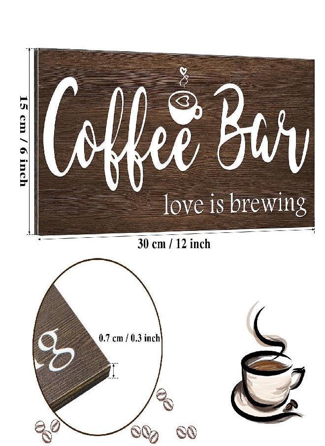 Jetec Coffee Bar Sign Rustic Wood Coffee Sign Farmhouse Coffee Bar Wall Decor Wood Plaque Hanging Sign for Home Housewarming Coffee Bar Coffee Station, 12 x 6 Inch