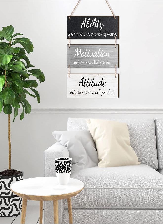 Office Wall Decor Inspirational Rustic Wall Decor Office Decor Motivational Wall Plaques with Sayings Wooden Wall Hangings Ability Sign Bathroom Decor for Home Office Wall Art (Simple Color)