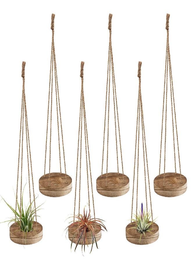 6 Pcs Hanging Wooden Air Plant Holder - 3