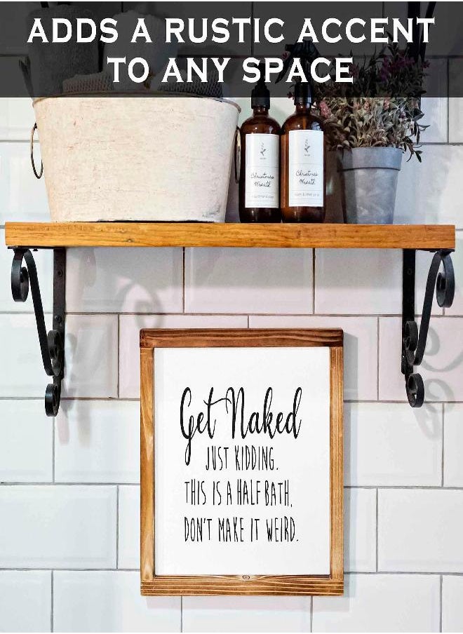 Get Naked Sign For Bathroom Decor Wall 12x12 Inch - Half Bath Sign, Rustic Bathroom Wall Decor, Get Naked Just Kidding This is a Half Bath, Bathroom Signs Decor Farmhouse