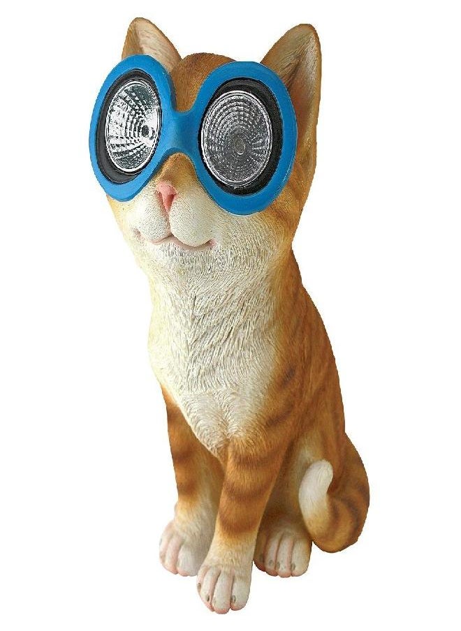 Design Toscano QL58930 Bright Eyes Solar Cat Garden Statue, Full Color