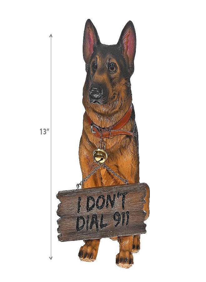 DWK Front Porch Dog Outdoor Welcome Sign Decorative Statue | Cute Dog Welcome Sign for Front Porch Standing | Decorative Garden Statues - German Shepherd