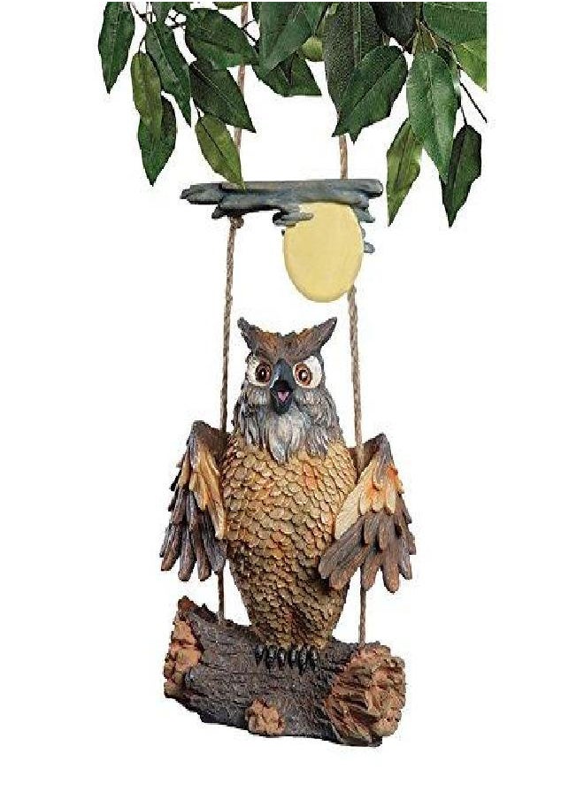 Design Toscano EU42044 Decor-Howie The Hoot Swinging Sculpture-Night Gifts-Owl Moon, Full Color