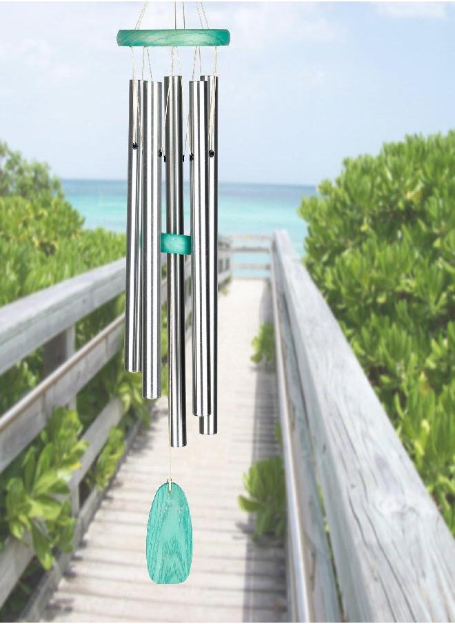 Woodstock Chimes Signature Collection, Woodstock Beachcomber Chime, 24'' Gracious Green Wind Chime, Decor Designs Wind Chimes for Outdoor, Patio, Home or Garden Décor, for Mom (BCGG)