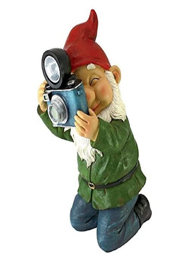 Design Toscano QM2779900 Solar Garden Gnome Statue - Smile for Me - Outdoor Garden Gnomes - Lawn Gnome Statues,full color