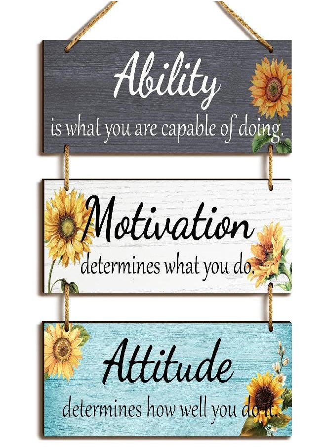 Office Wall decor Inspirational Rustic Wall Decor Office Decor Motivational Wall Plaques with Sayings Wooden Wall Hangings Ability Sign Bathroom Decor for Home Office Wall Art (Wood)