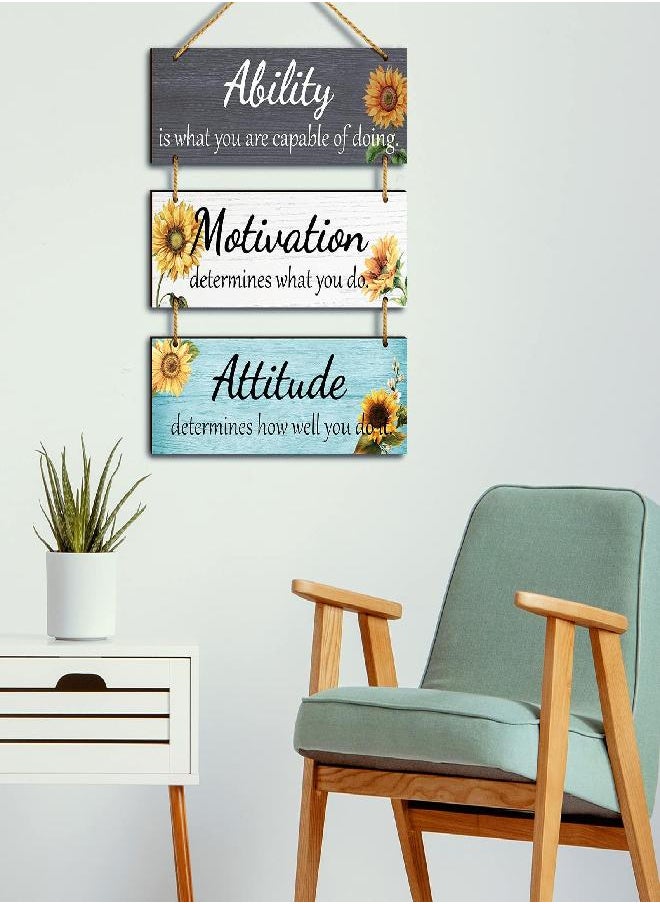 Office Wall decor Inspirational Rustic Wall Decor Office Decor Motivational Wall Plaques with Sayings Wooden Wall Hangings Ability Sign Bathroom Decor for Home Office Wall Art (Wood)